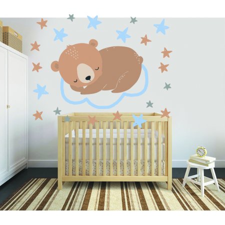 Παιδικό Αυτοκόλλητο Τοίχου - Αρκουδάκι στα σύννεφα 07